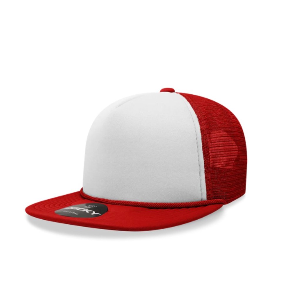 Decky 224 - Blank 2-Tone Flat Bill Foam Trucker Hat NWT